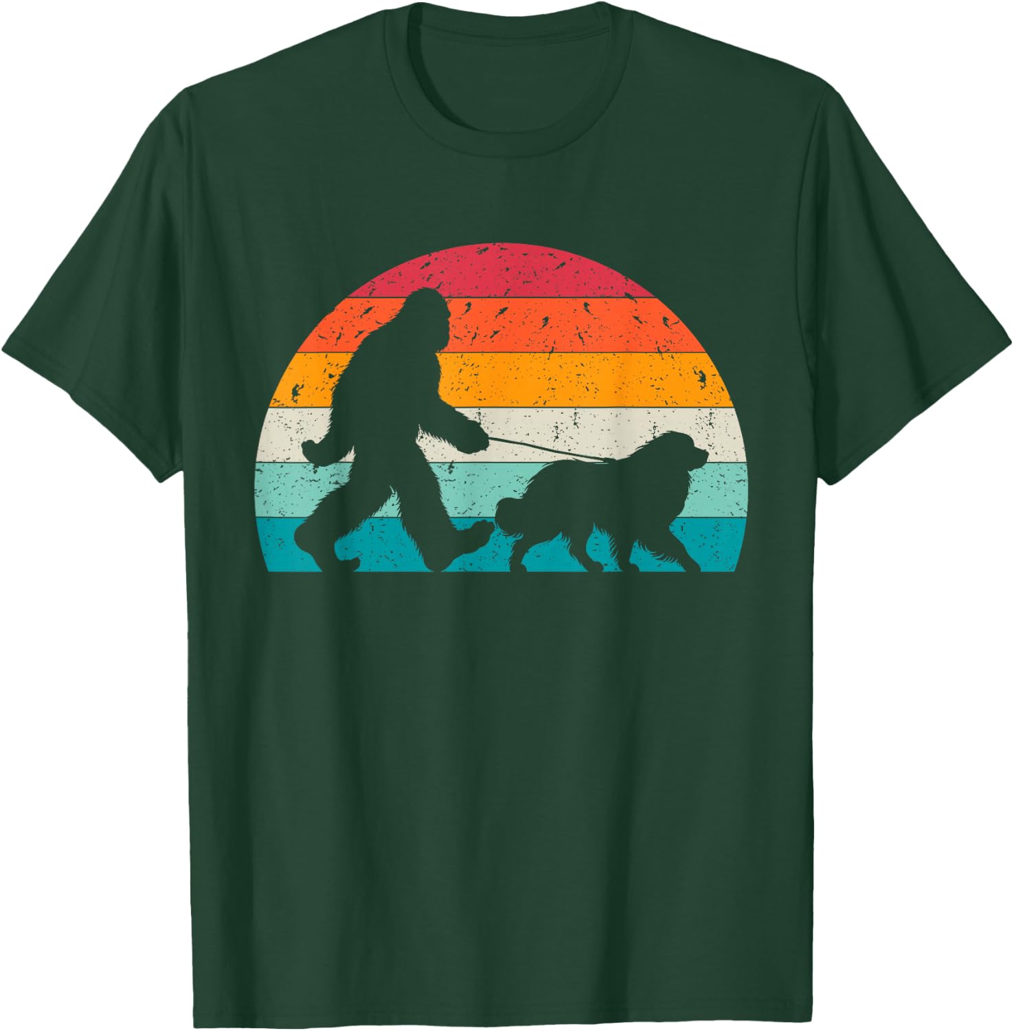 Bigfoot Walking a Dog Funny Great Pyrenees Lovers Dog Dad T-Shirt - T-Shirt | Forest
