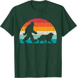 Bigfoot Walking a Dog Funny Great Pyrenees Lovers Dog Dad T-Shirt - T-Shirt | Forest