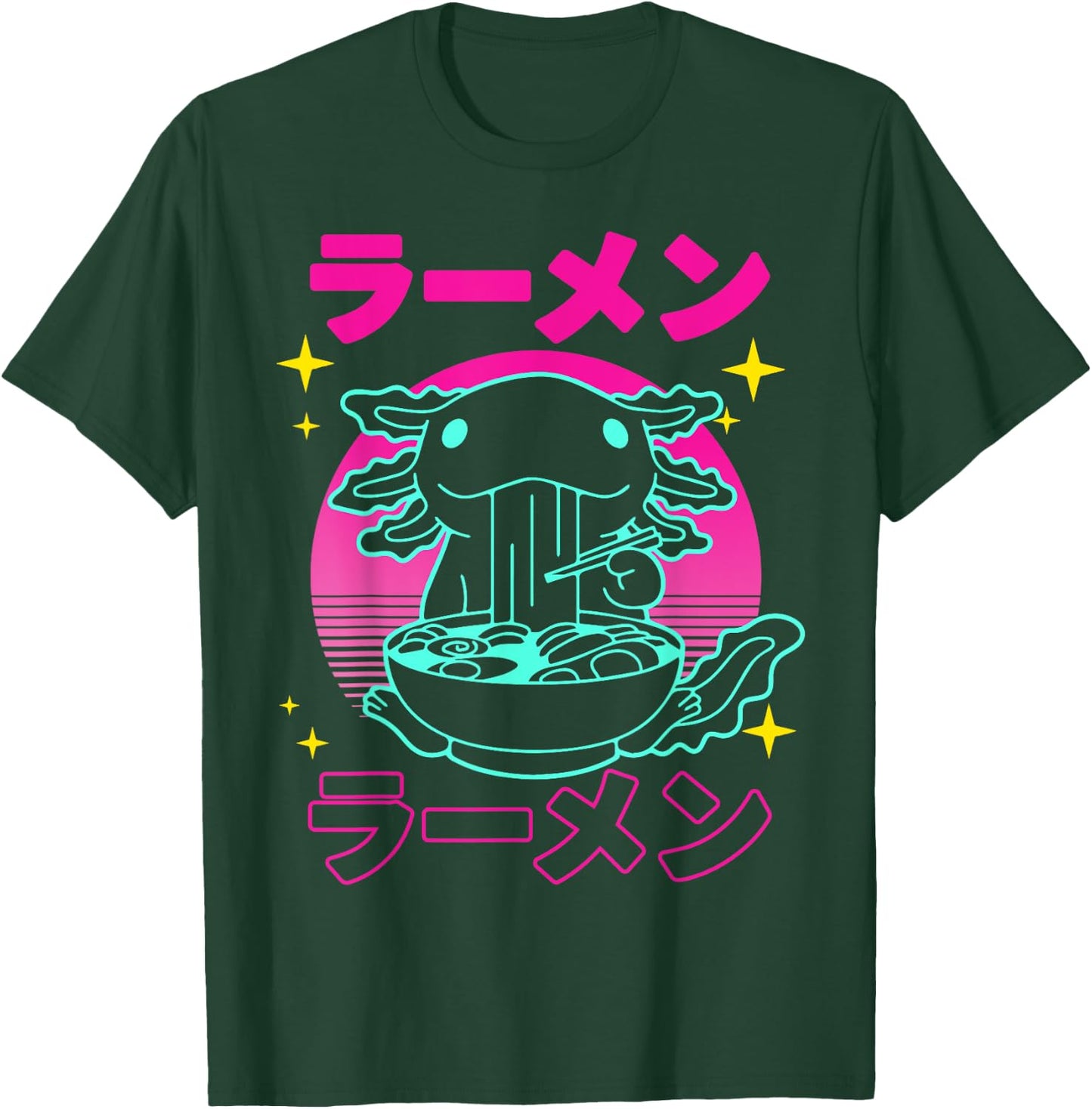 Kawaii Axolotl Ramen Japanese Funny Axolotl Anime Boys Teens T-Shirt - T-Shirt | Forest