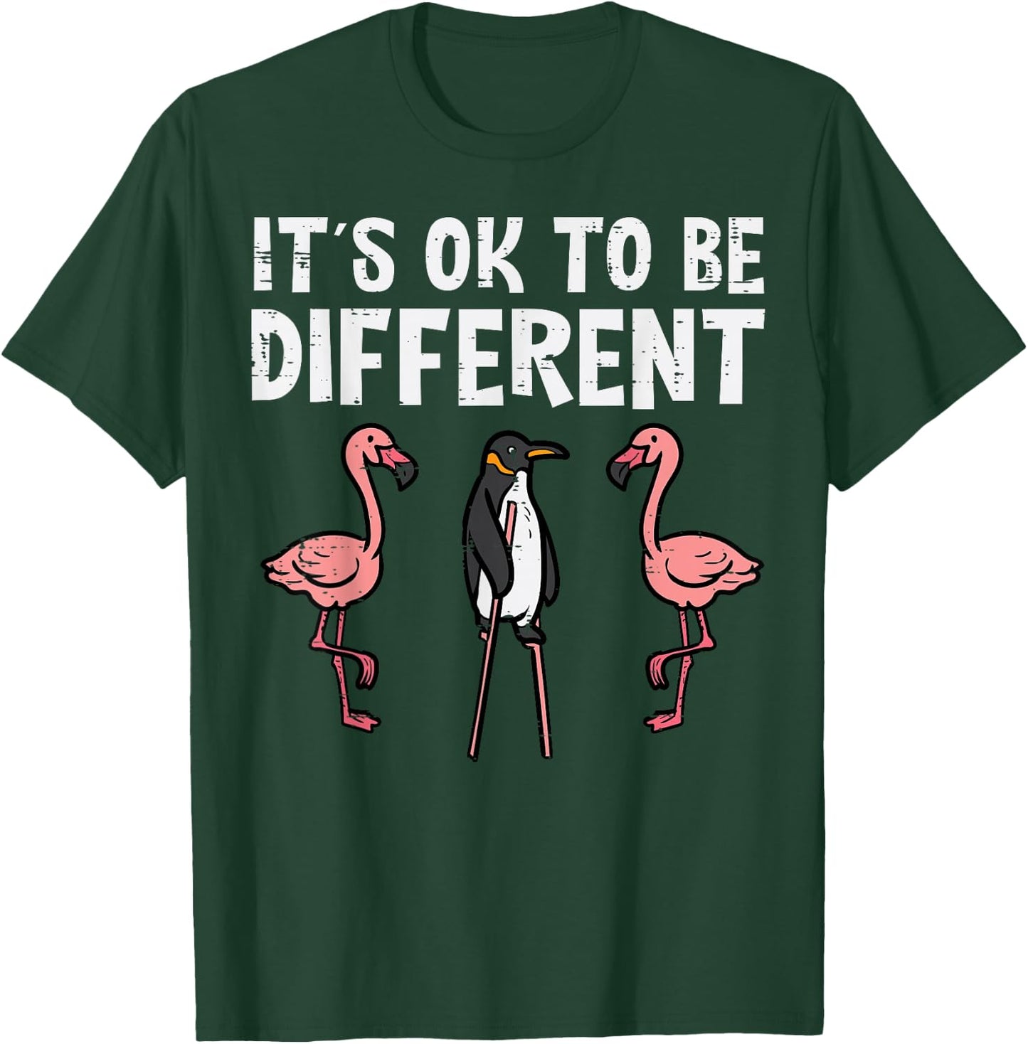 Penguin Its Okay To Be Different Flamingo Men Women Kids T-Shirt - T-Shirt | Forest