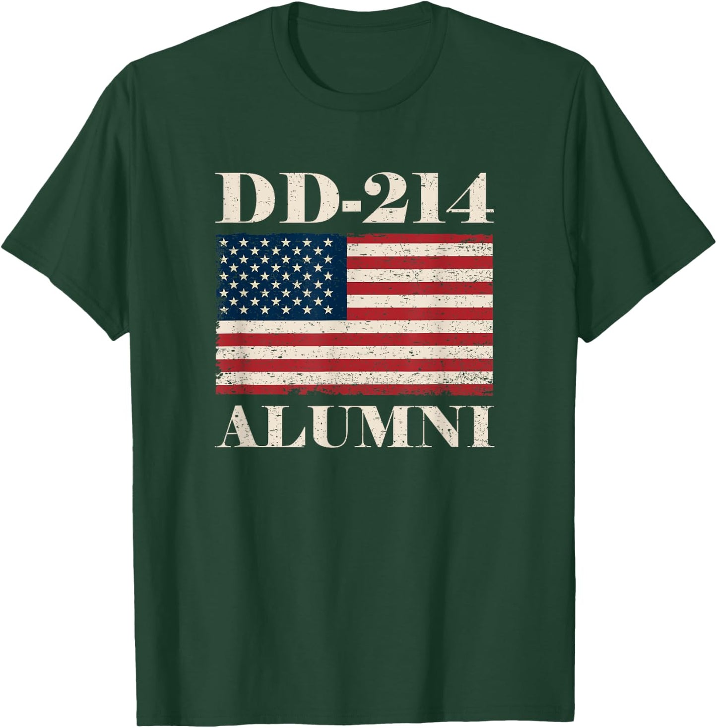 DD-214 Alumni Military Veteran Vintage American Flag T-Shirt - T-Shirt | Forest
