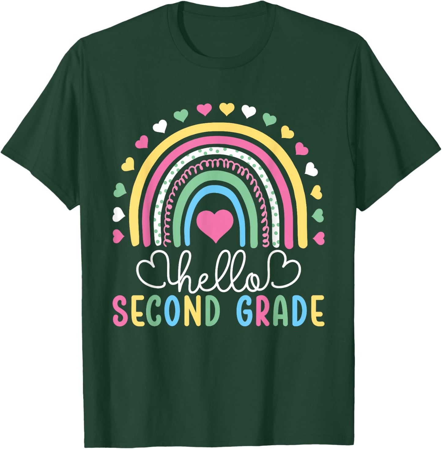 Hello 2nd Second Grade Teacher Women Girl Kids T-Shirt - T-Shirt | Forest