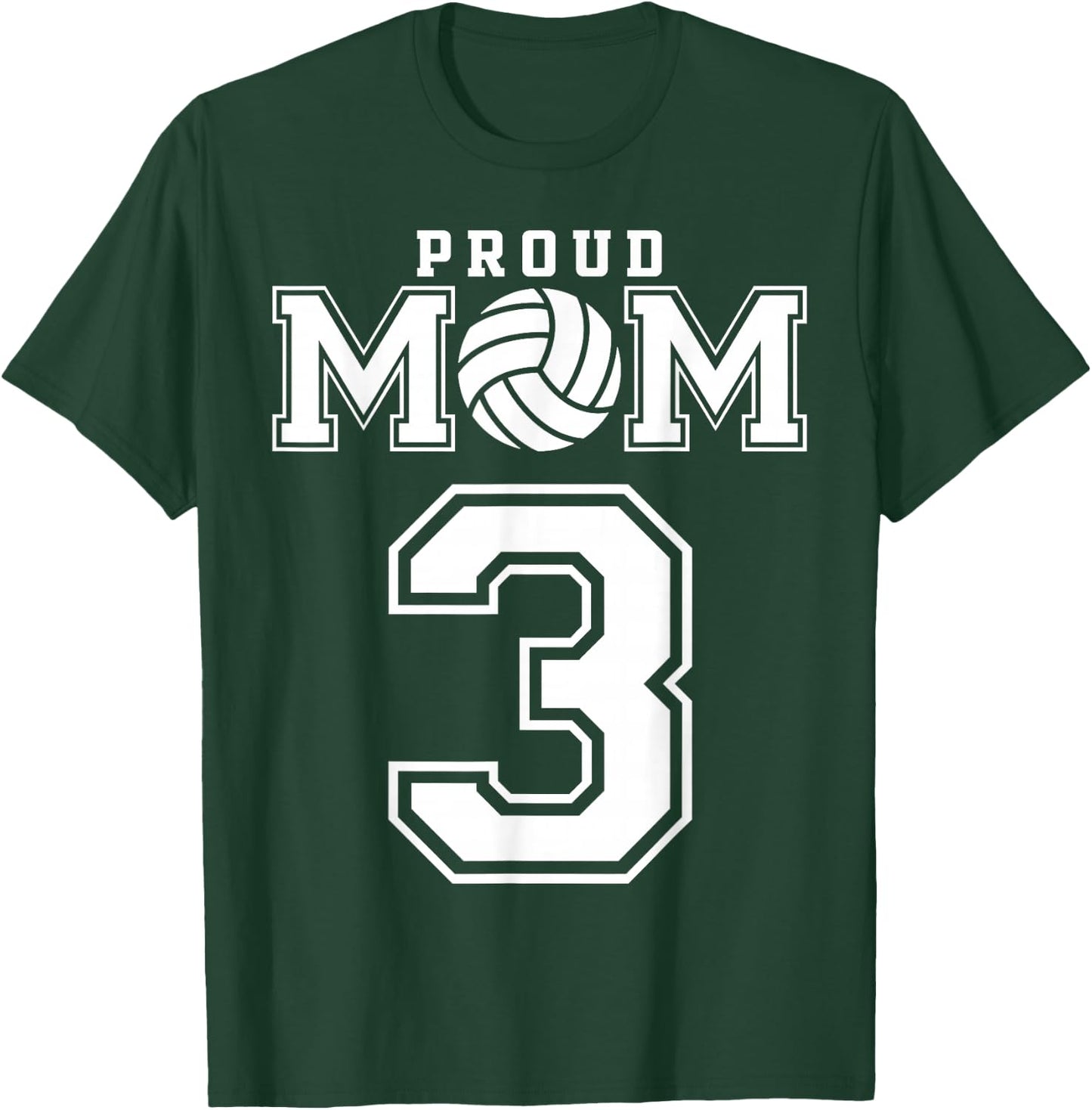 Custom Proud Volleyball Mom Number 3 Personalized Women T-Shirt - T-Shirt | Forest
