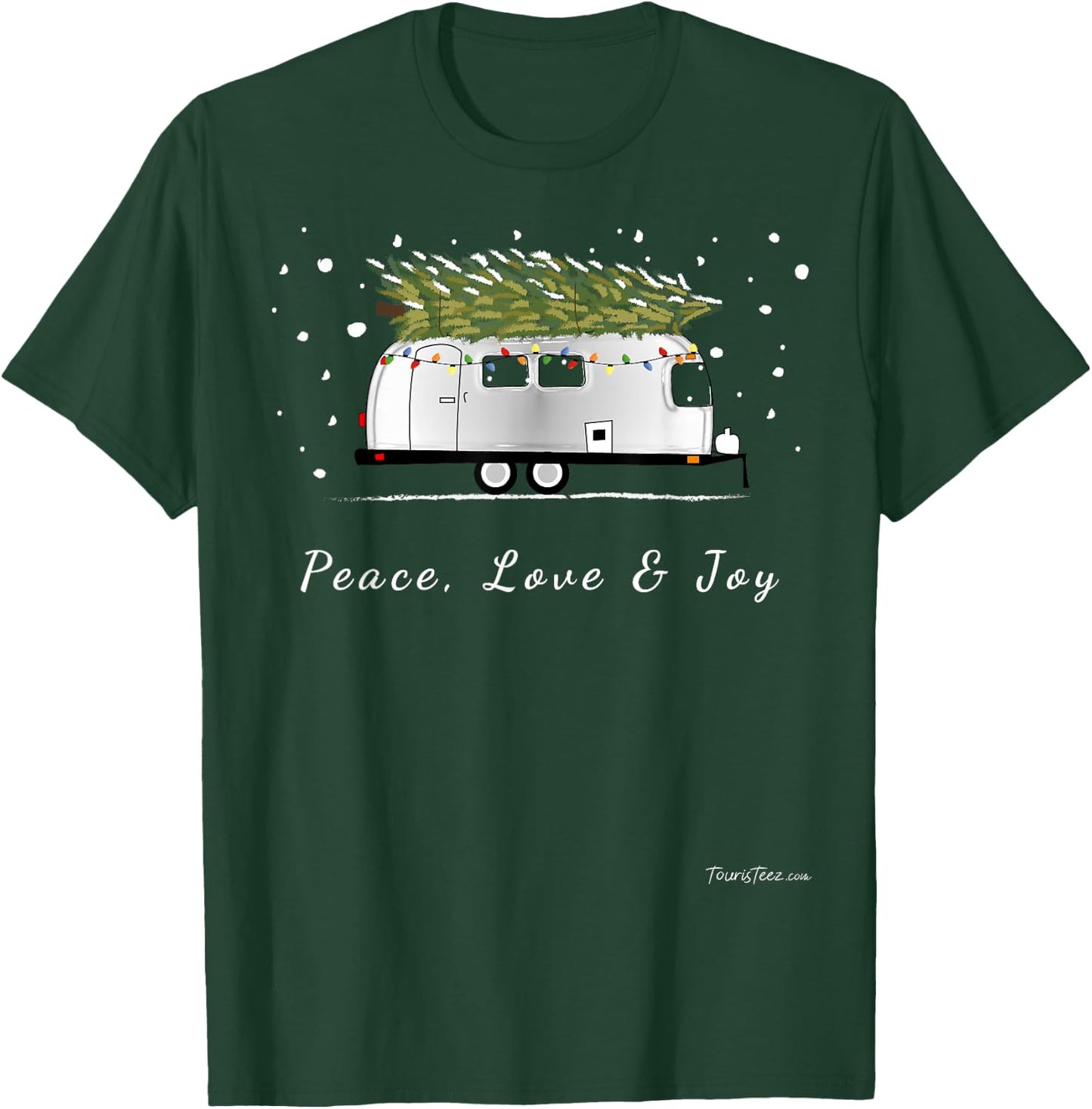 Peace Love & Joy Christmas Vintage Airstream Camper Streamin T-Shirt - T-Shirt | Forest