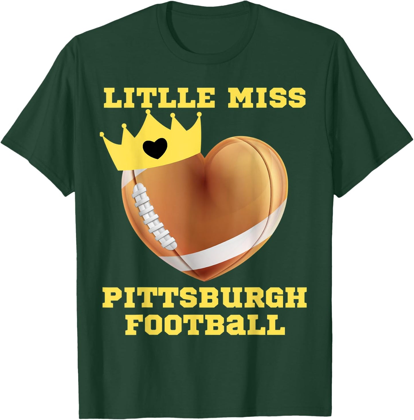 Little Miss Pittsburgh Football Fun Girl Toddler Girls Funny T-Shirt - T-Shirt | Forest