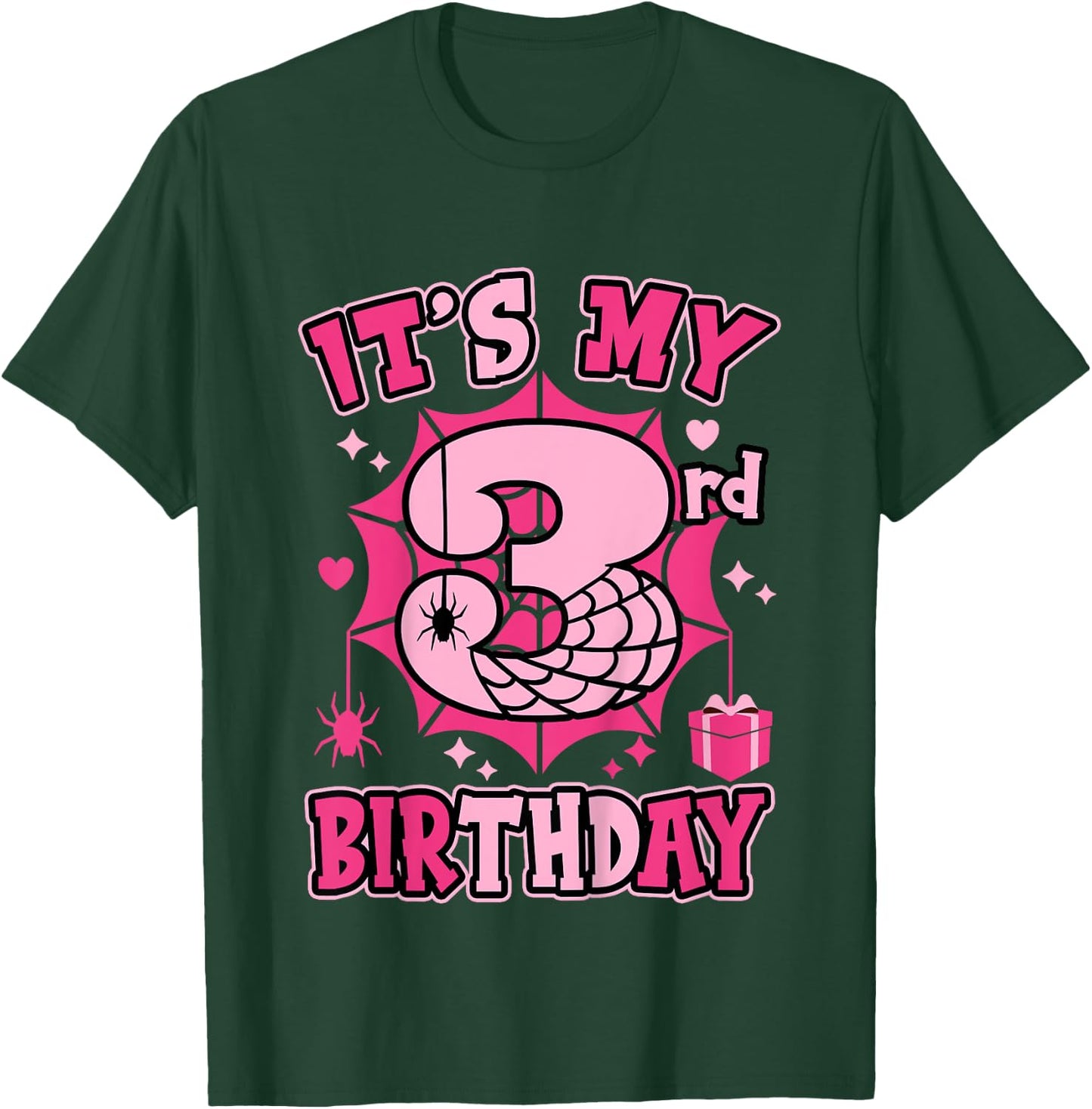 Kids It's My 3rd Birthday Spider Girl Costume Party 3 Year Old T-Shirt - T-Shirt | Forest