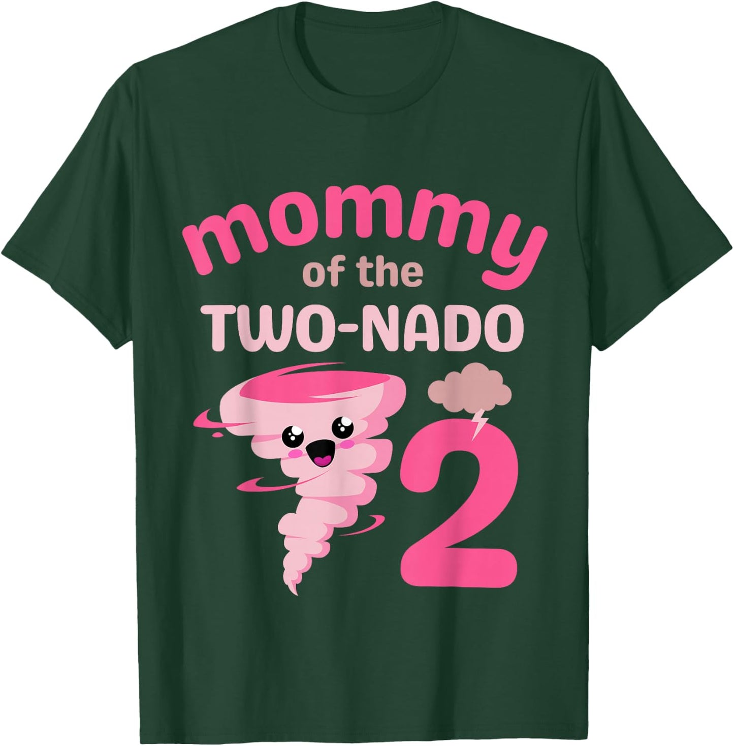 Mommy of the Two-nado Tornado Theme 2nd Birthday Party Kids T-Shirt - T-Shirt | Forest