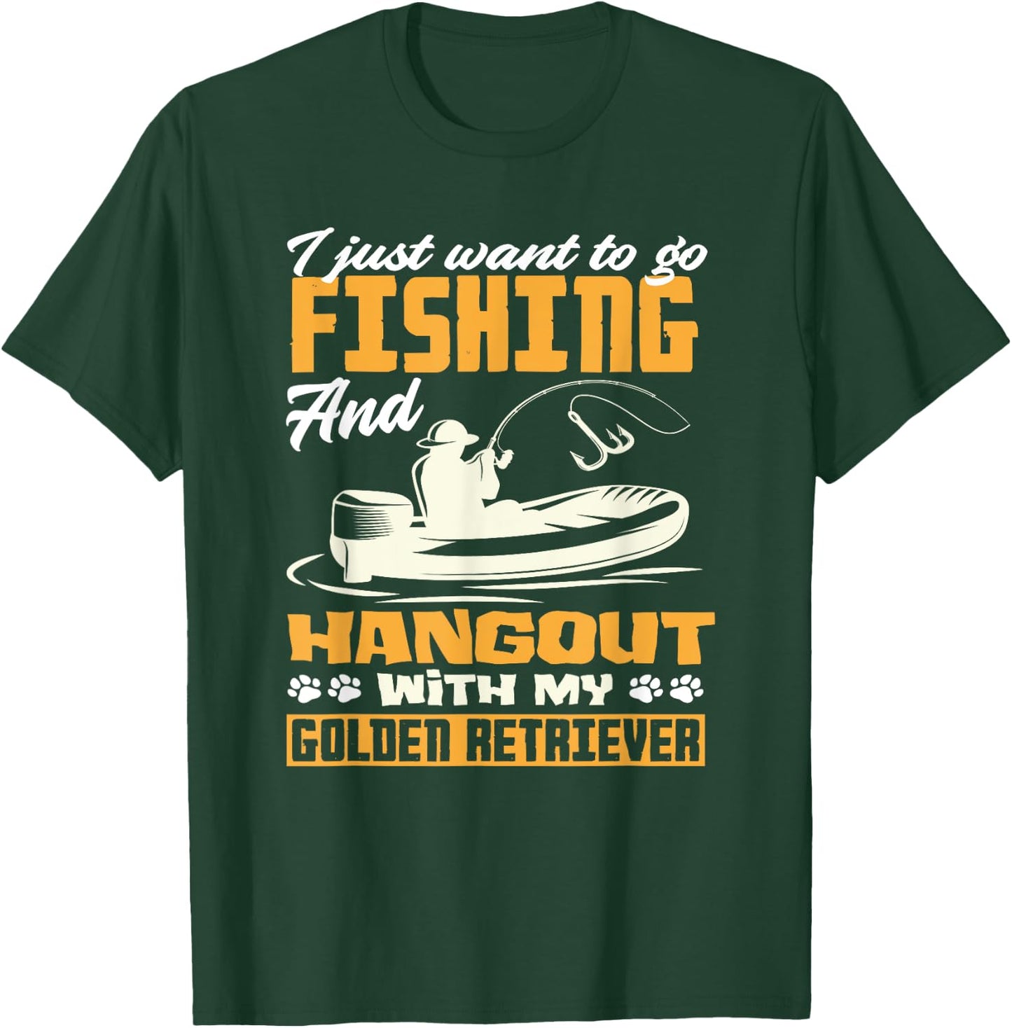Fishing Golden Retriever Fisherman Dog Lover Dad Father T-Shirt - T-Shirt | Forest