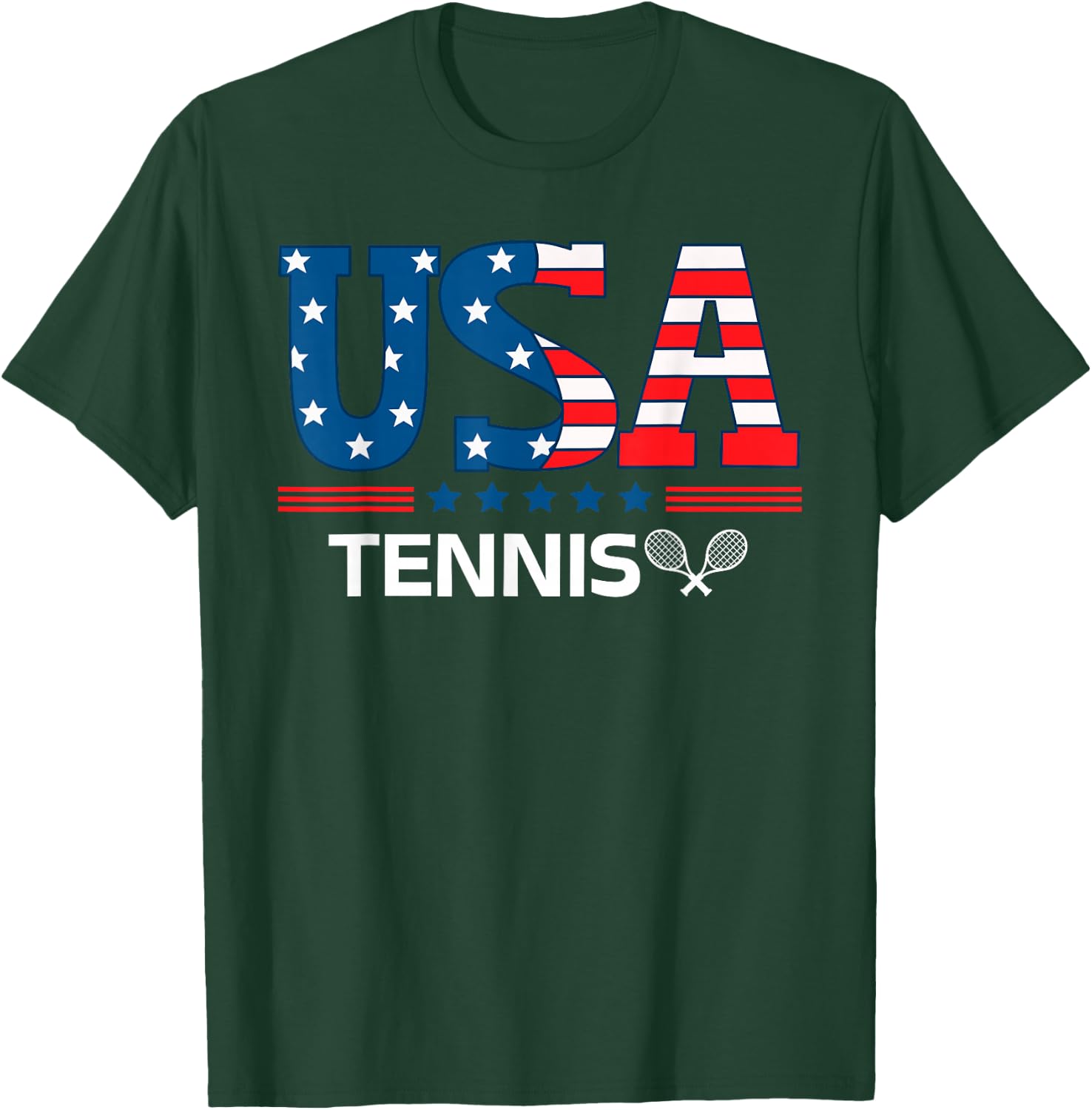 Tennis United States Flag Tennis USA Sport Tennis T-Shirt - T-Shirt | Forest