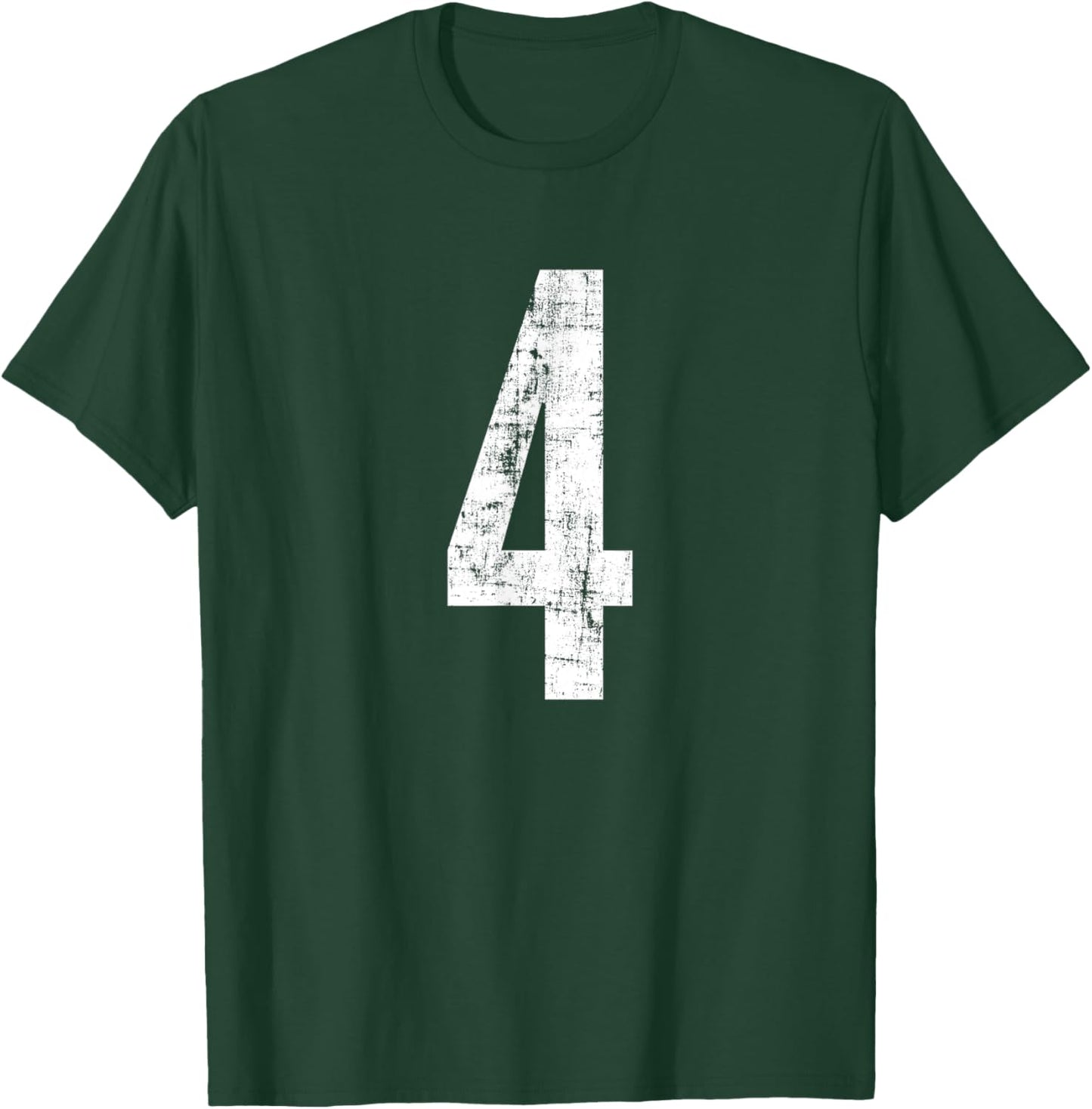 Number 4 Four Distressed Vintage Sport Team Player's T-Shirt - T-Shirt | Forest