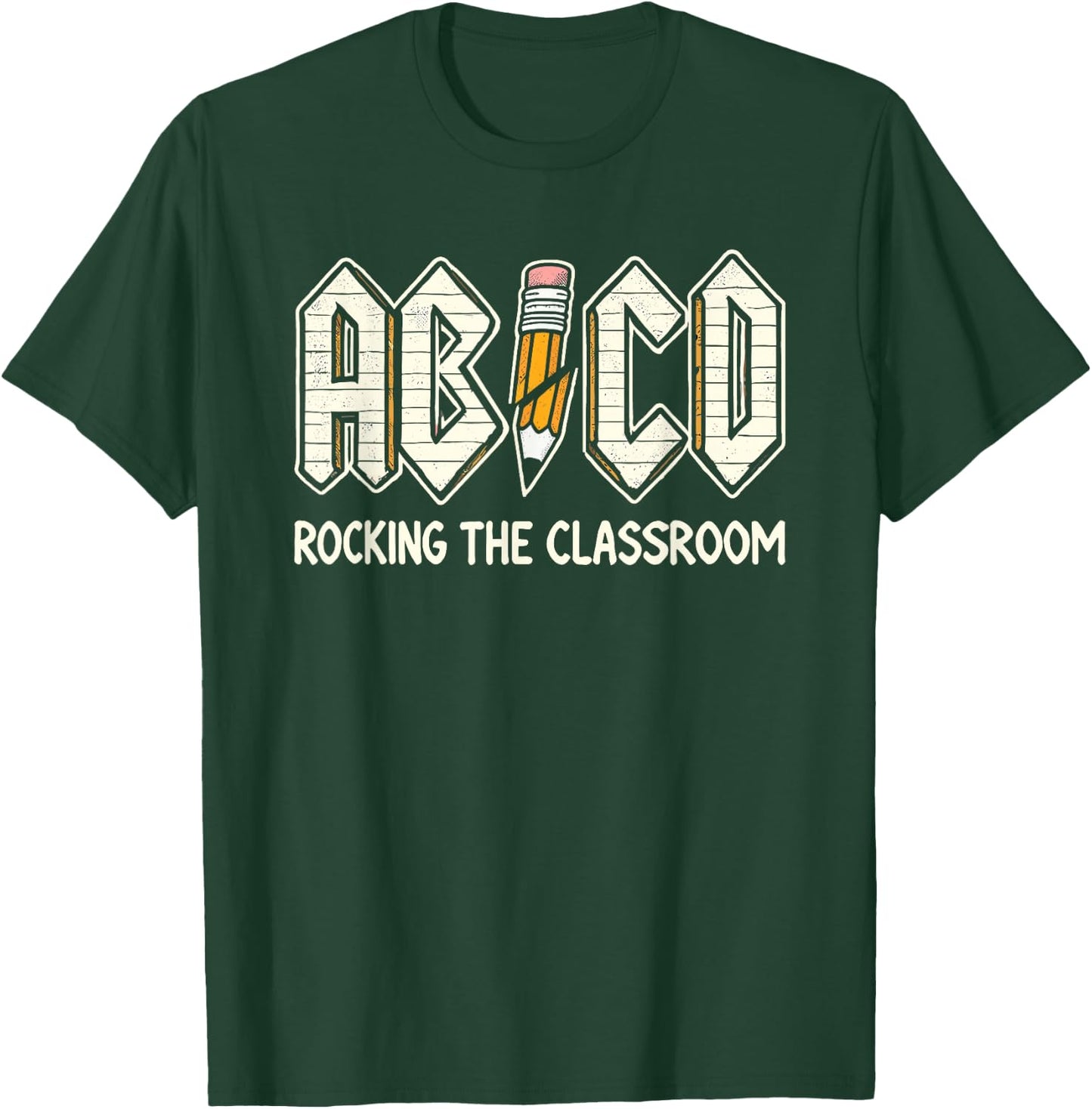 Retro ABCD Teacher Novelty Funny Back to School Teacher T-Shirt - T-Shirt | Forest