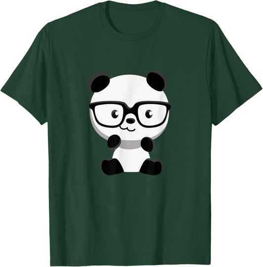 Cute Little Bear Panda Nerd With Glasses T-Shirt - T-Shirt | Forest