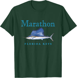 Marathon Florida Keys Sailfish Design T-Shirt - T-Shirt | Forest