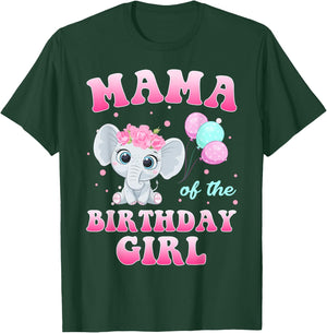 Mama Of The Birthday Girl Elephant Family Party T-Shirt - T-Shirt | Forest