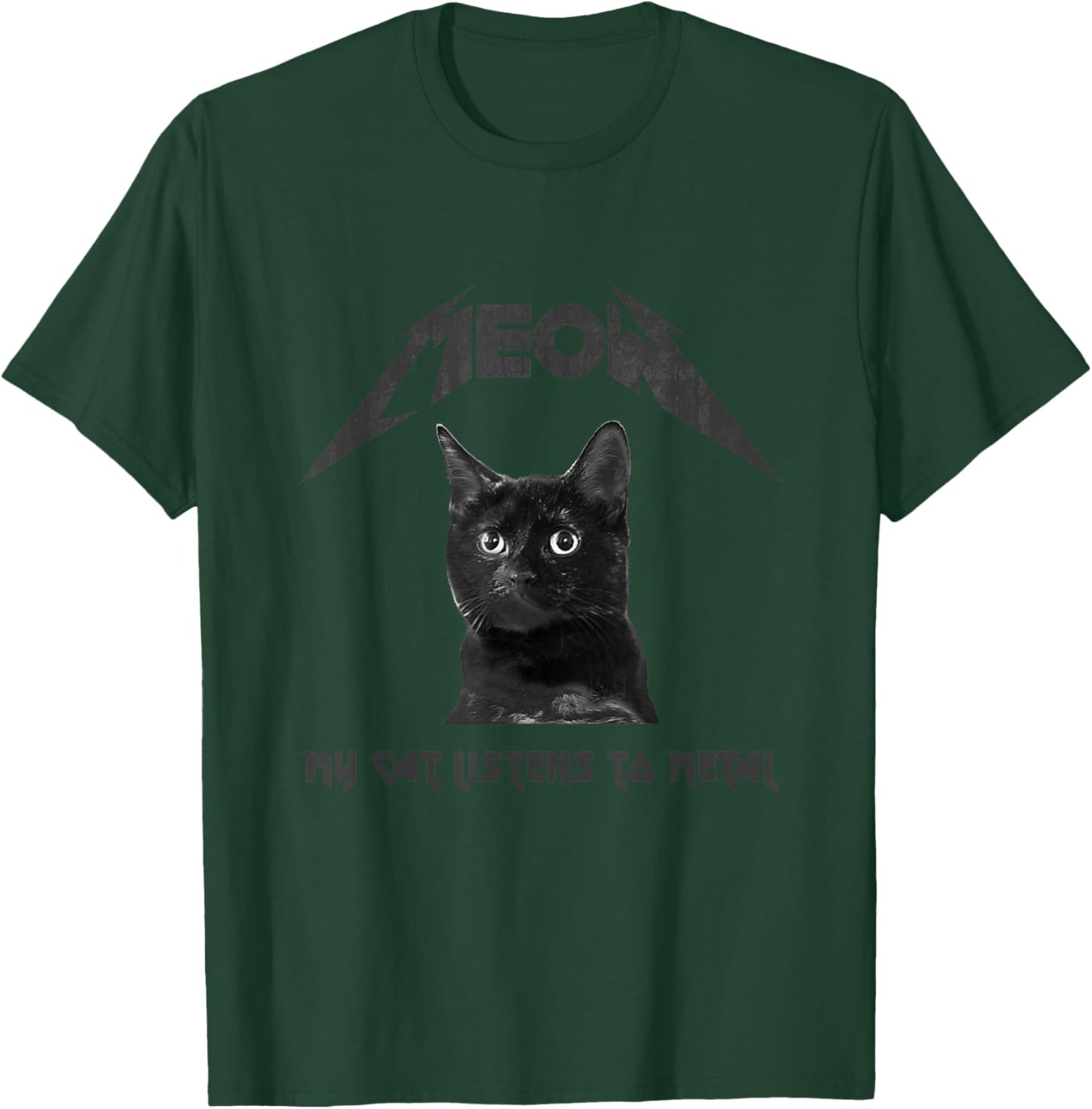 Heavy Metal Cat: My Cat Listens to Metal - Black Cat T-Shirt - T-Shirt | Forest