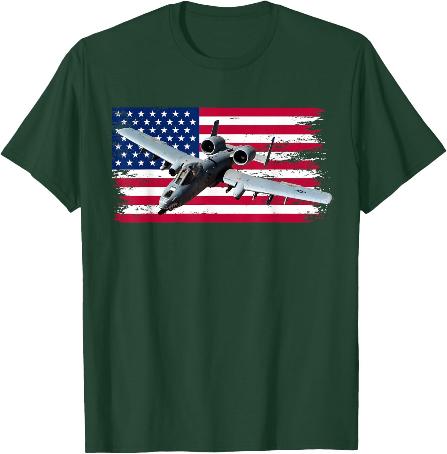 A-10 Warthog Airplane American Flag Thunderbird A10 T-Shirt - T-Shirt | Forest