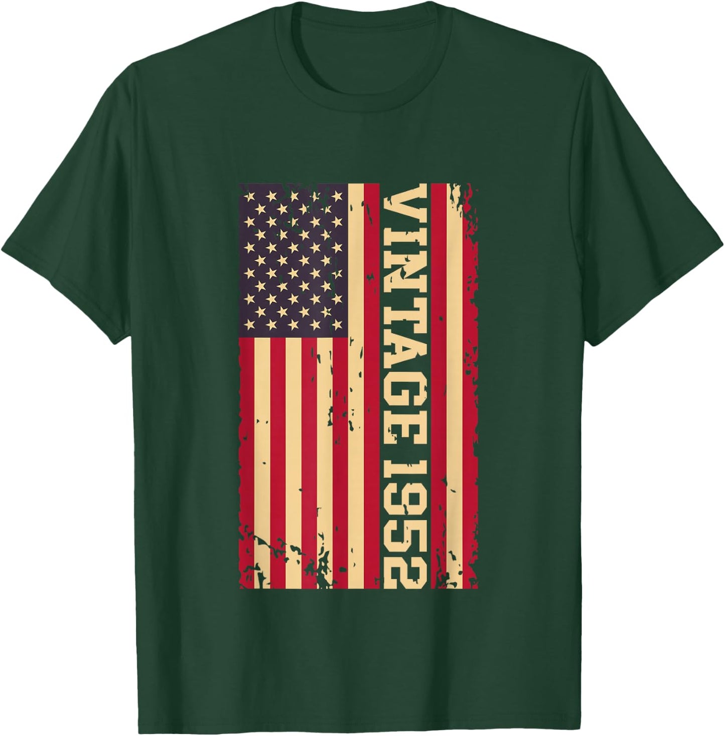 1952 Vintage 74th Birthday 74 Years Old American USA Flag T-Shirt - T-Shirt | Forest