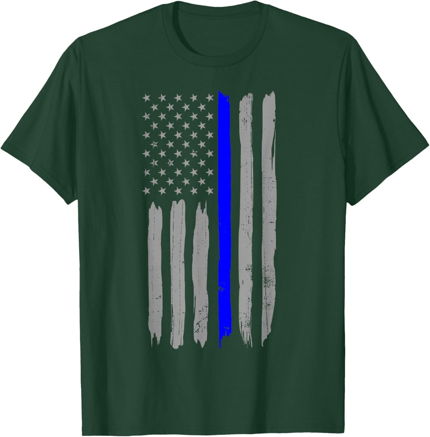 Vintage Thin Blue Line Shirt Police Support USA Flag T-Shirt - T-Shirt | Forest