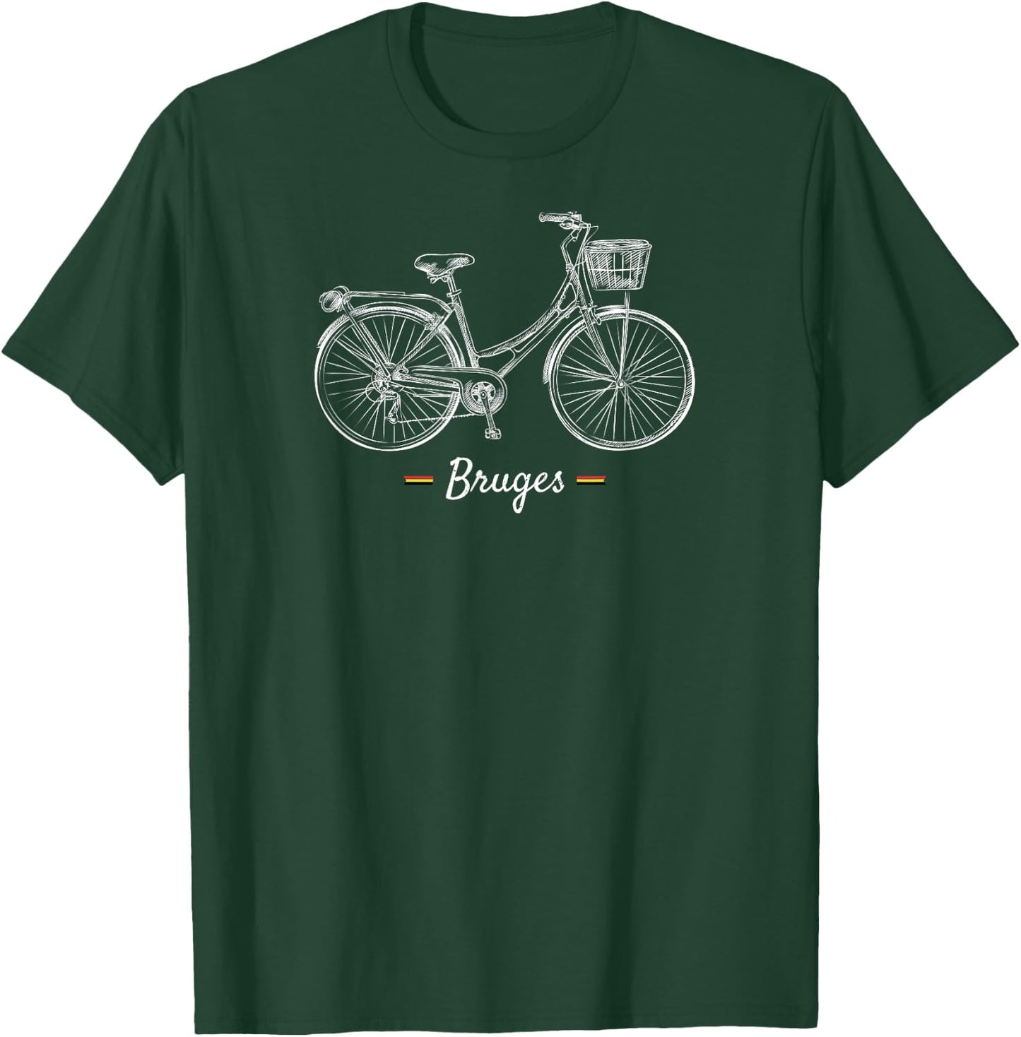 Vintage Bicycle Bruges Belgium | Bike Lover T-Shirt - T-Shirt | Forest