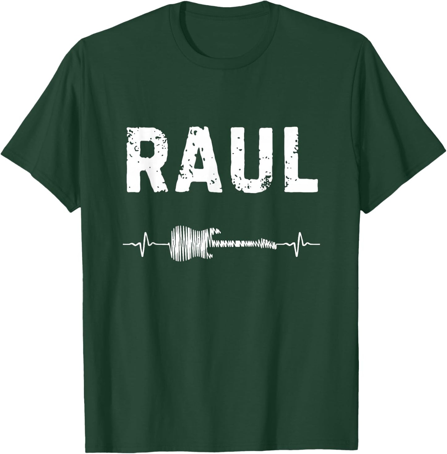 Raul Guitar Heartbeat Music Guitarist Retro Vintage T-Shirt - T-Shirt | Forest