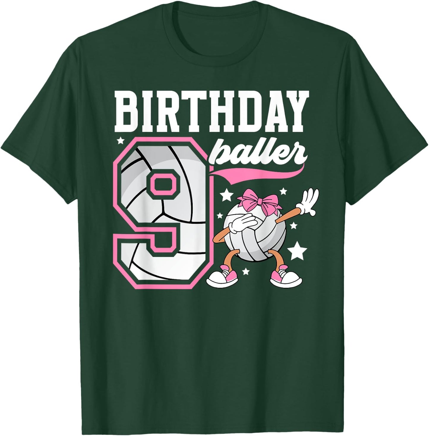 9th Birthday Volleyball Girl Nine Year Old Volleyball Player T-Shirt - T-Shirt | Forest