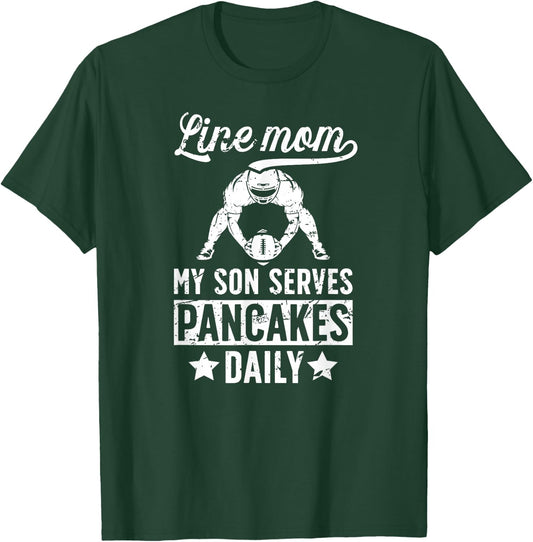 Football Line Mom Funny Mom Of A Football Lineman Mama T-Shirt - T-Shirt | Forest