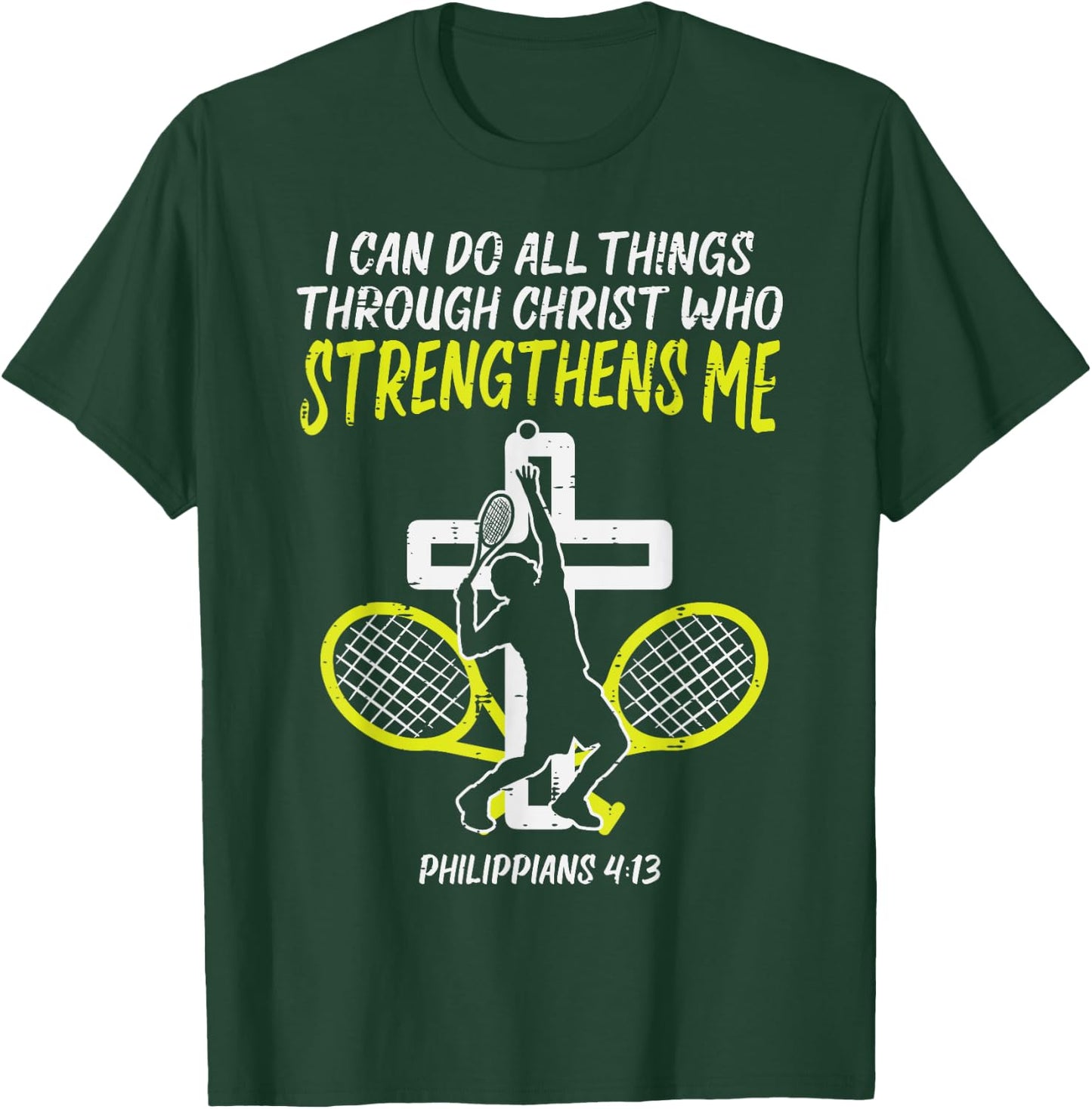 Can Do All Things Tennis God Jesus Christian Men Women Kids T-Shirt - T-Shirt | Forest