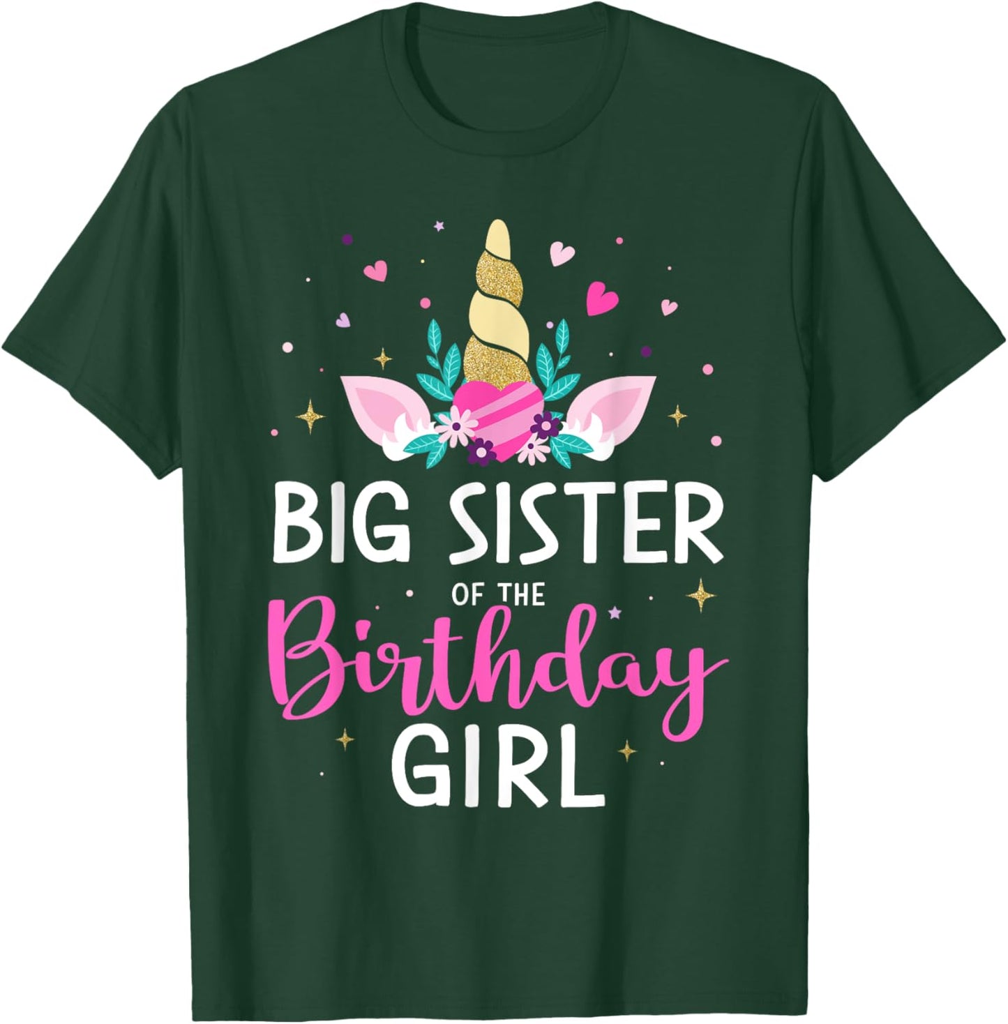 Big sister of birthday girl matching family unicorn party T-Shirt - T-Shirt | Forest