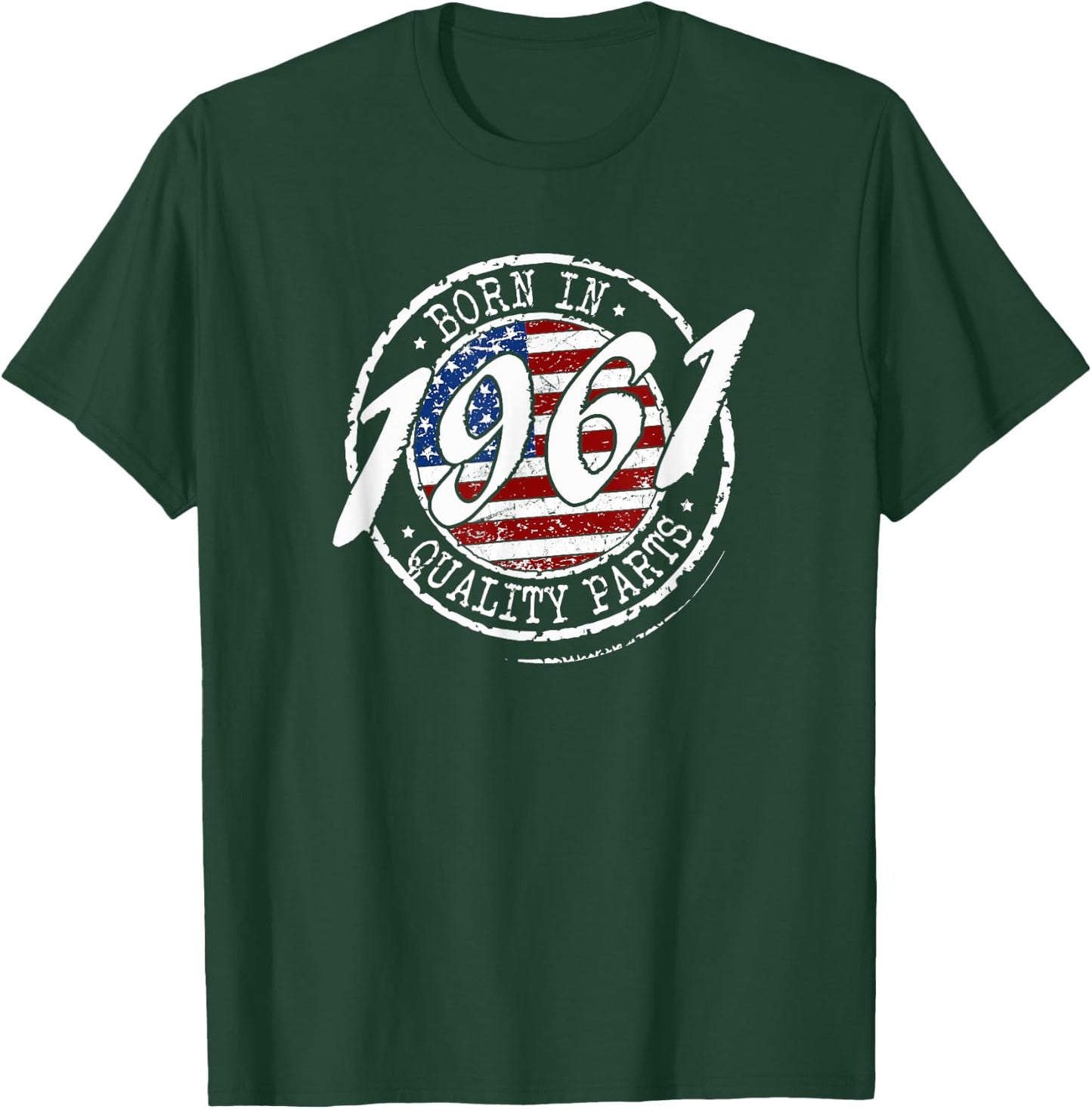 Born In 1961 Birthday, Vintage Flag Born In 1961 Birthday T-Shirt - T-Shirt | Forest