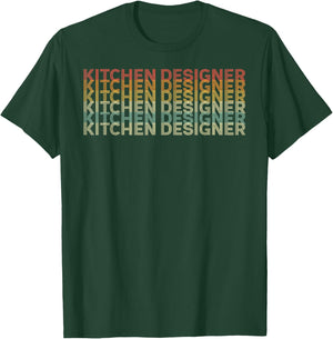 Retro 70s Kitchen Designer Job Title T-Shirt - T-Shirt | Forest