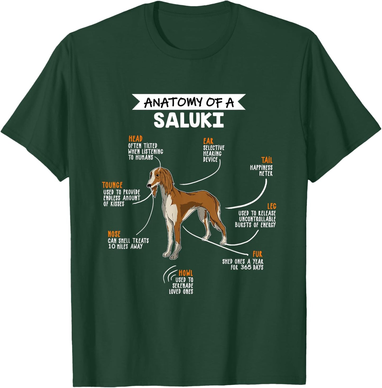Anatomy Of A Saluki Dog Funny Dog Lover Gift T-Shirt - T-Shirt | Forest