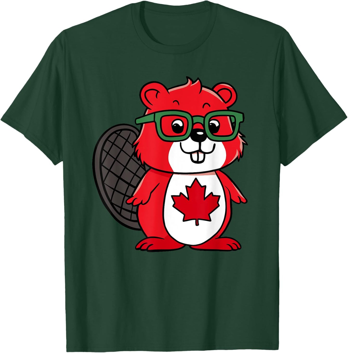 Funny Red Beaver Kids Toddler Canada Flag T-Shirt - T-Shirt | Forest