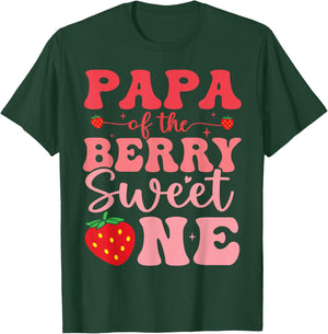 Papa of The Berry Sweet One 1st Birthday Strawberry T-Shirt - T-Shirt | Forest