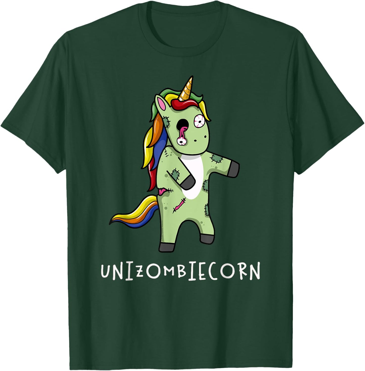 Cute and Funny Rainbow Unicorn Zombie Halloween T-Shirt - T-Shirt | Forest