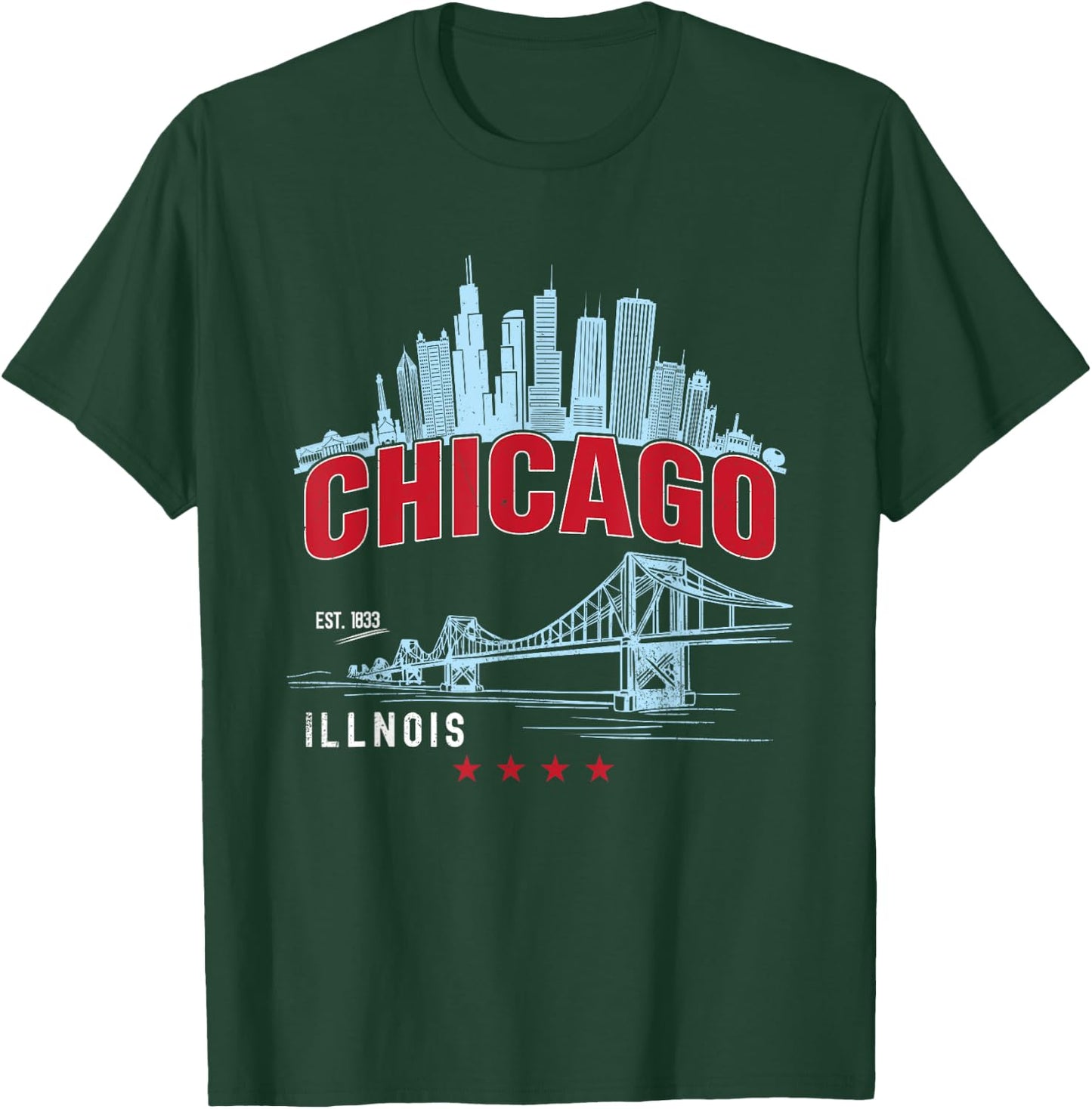 The Windy City | Vintage Chicago Illinois est. 1833 T-Shirt - T-Shirt | Forest