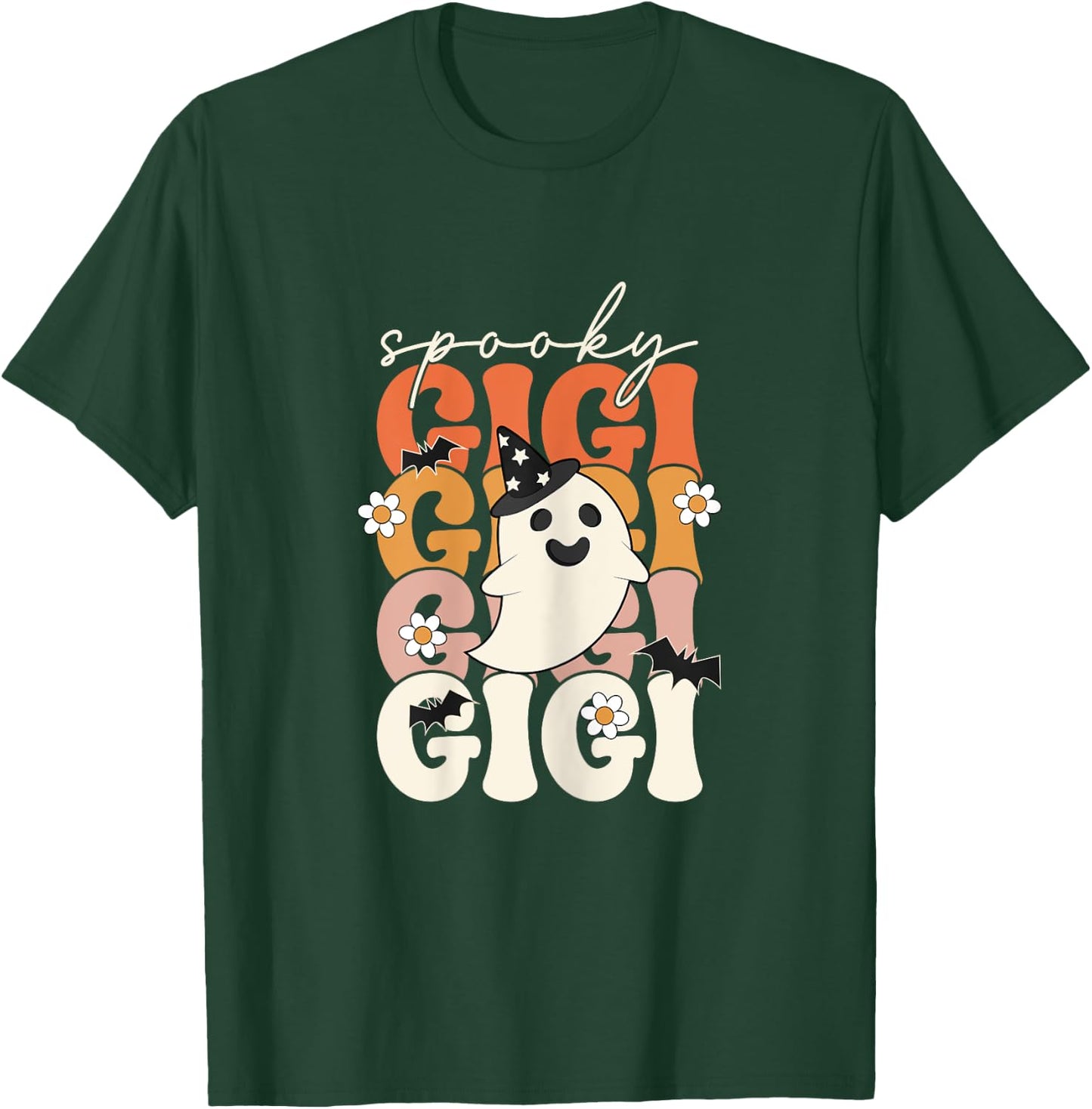 Spooky Gigi Funny Mom Halloween Ghost Witch Bat T-Shirt - T-Shirt | Forest