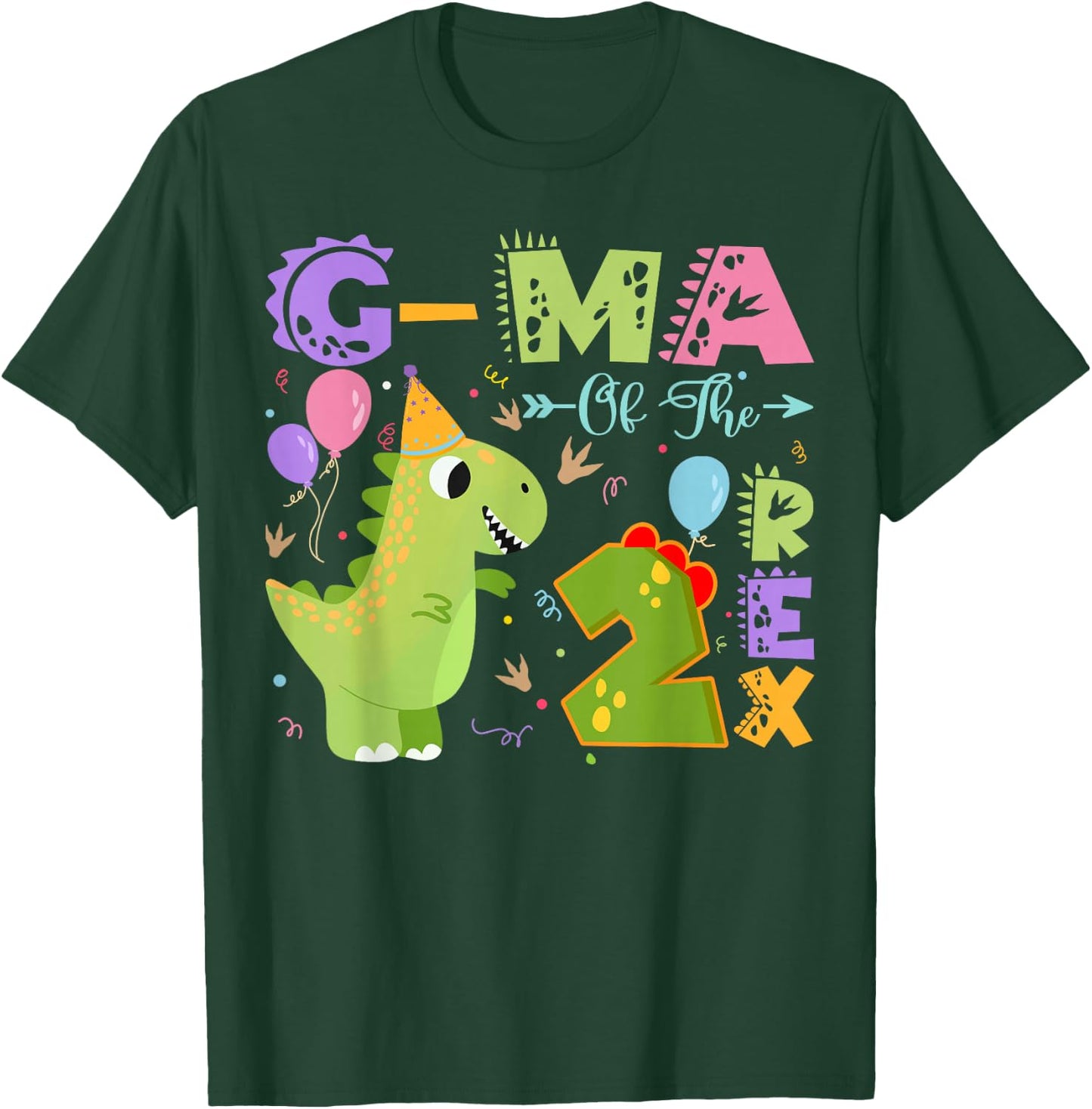 G-ma Of The Two Rex 2Nd Birthday Dinosaur Party T-Shirt - T-Shirt | Forest