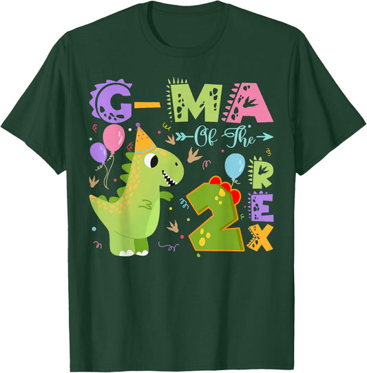 G-ma Of The Two Rex 2Nd Birthday Dinosaur Party T-Shirt - T-Shirt | Forest