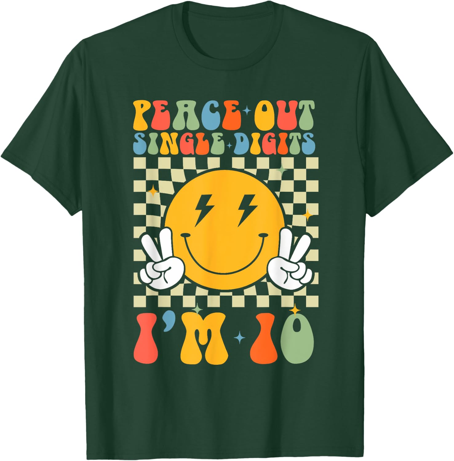 Peace Out Single Digits I'm 10 Birthday Girls Boys T-Shirt - T-Shirt | Forest