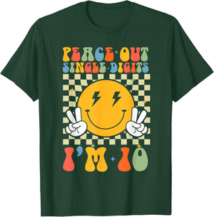 Peace Out Single Digits I'm 10 Birthday Girls Boys T-Shirt - T-Shirt | Forest