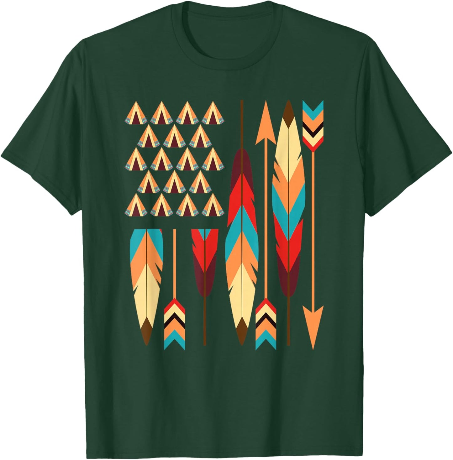 Native American Pride USA Flag T-Shirt - T-Shirt | Forest