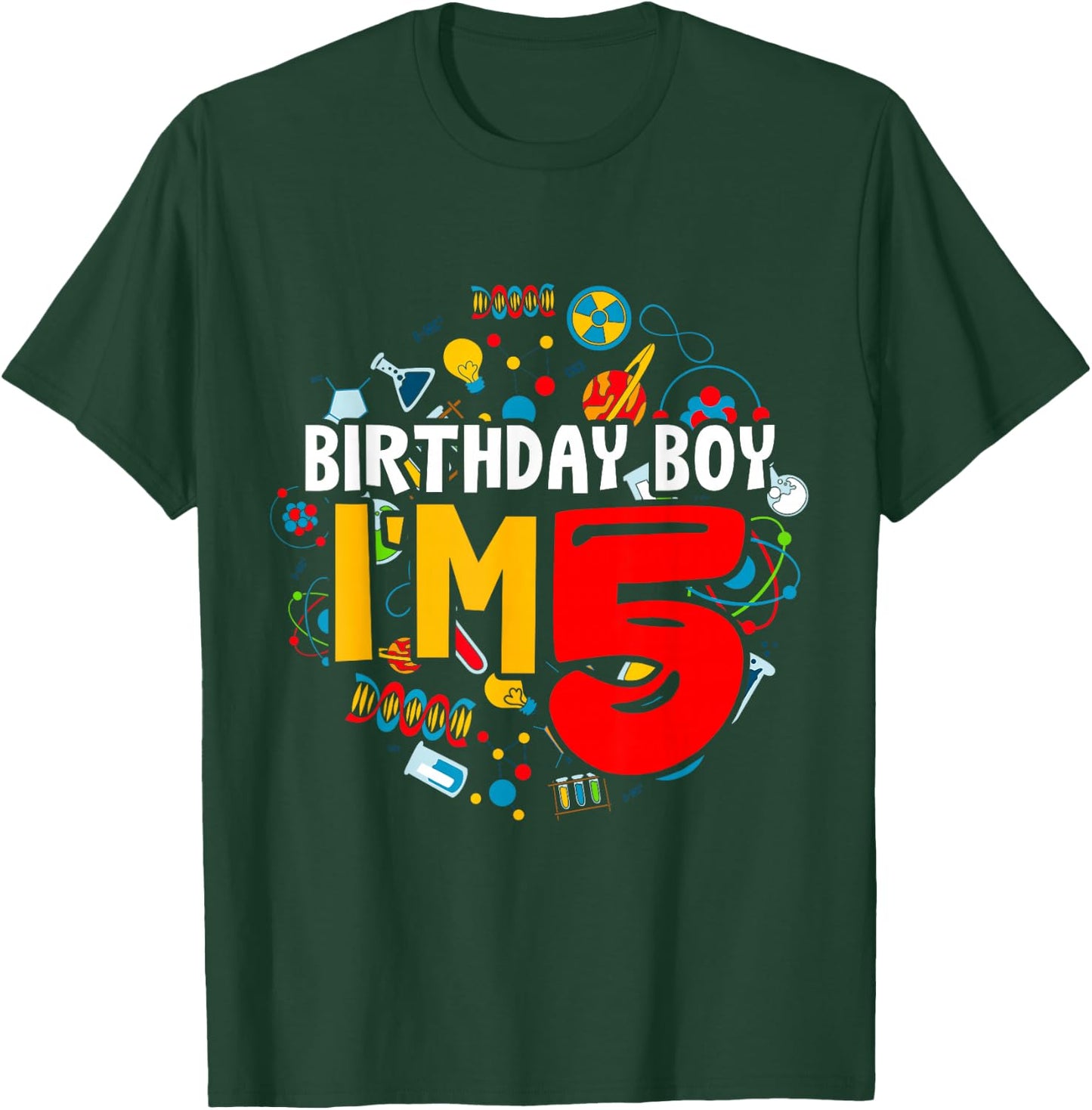 Kids Birthday Boy I'm 5 Years Old Gifts Toddler 5th Birthday T-Shirt - T-Shirt | Forest