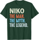 LUXETHREADS Men's Niko The Legend Name Personalized Cute Idea Men Vintage Niko , Small, Black T-Shirt - T-Shirt | Forest