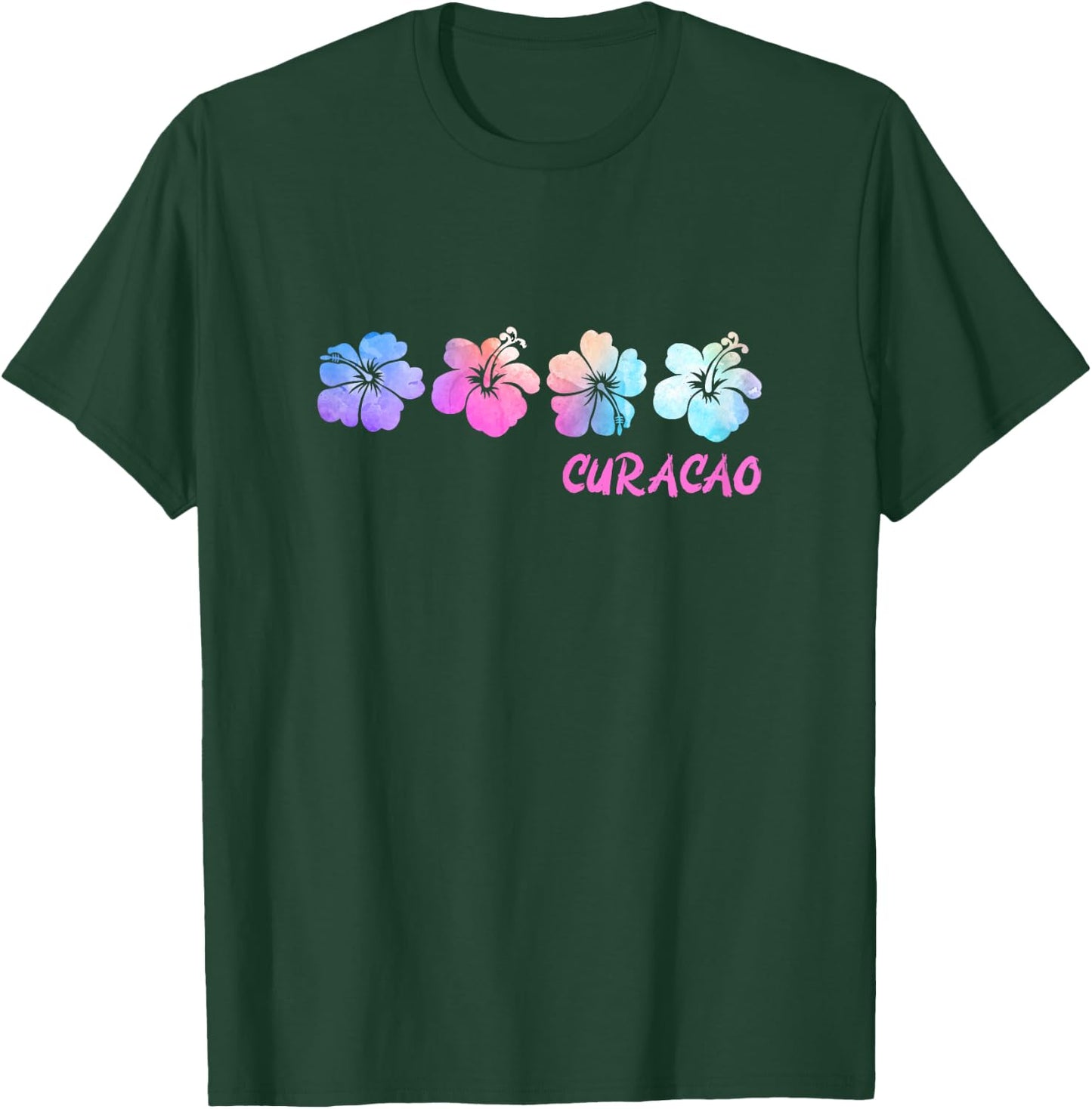 Curacao Beach Vacation Hibiscus Tropical Flowers T-Shirt - T-Shirt | Forest