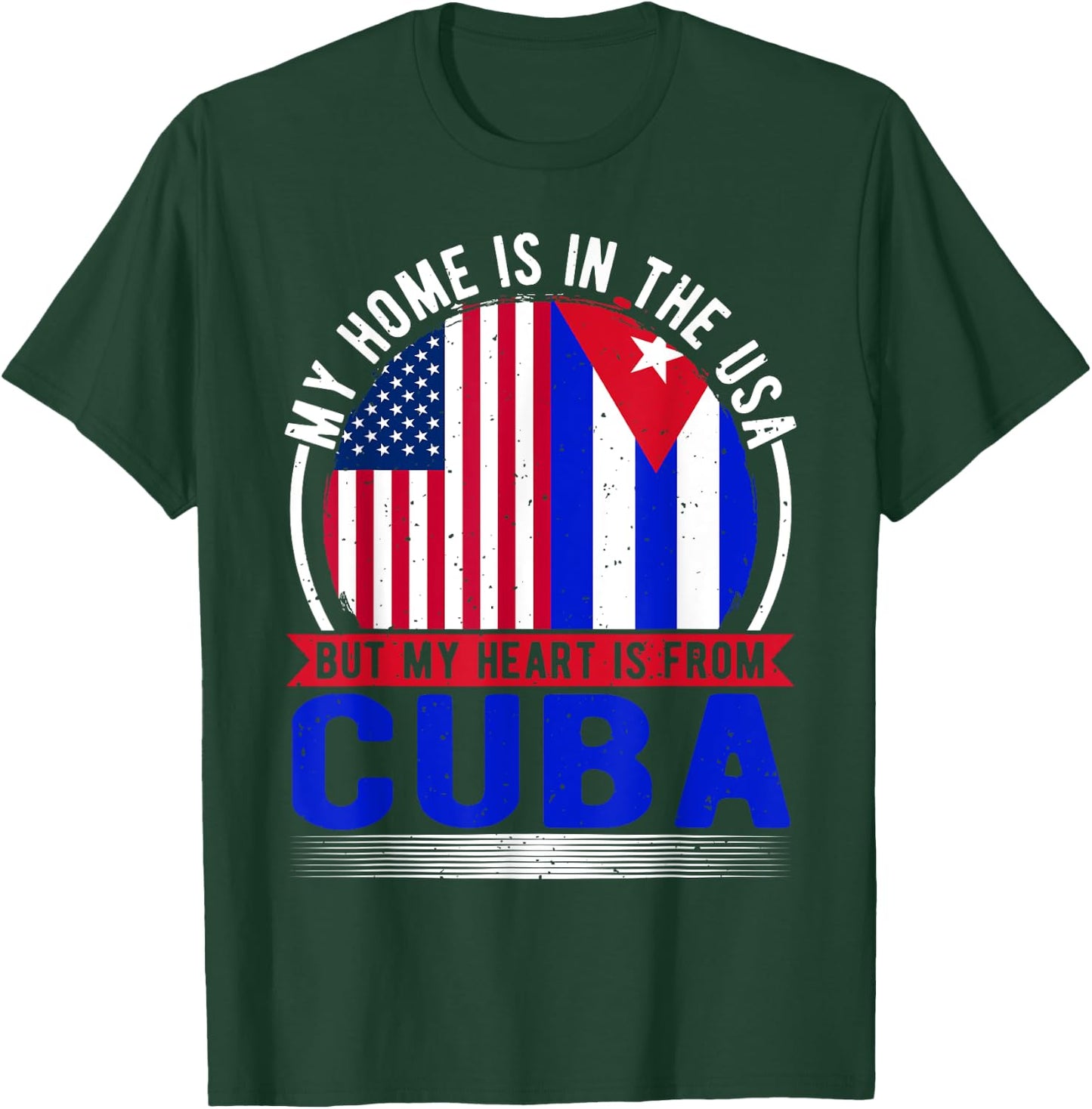 US Flag, USA & Cuba Roots, Cuban Flag T-Shirt - T-Shirt | Forest
