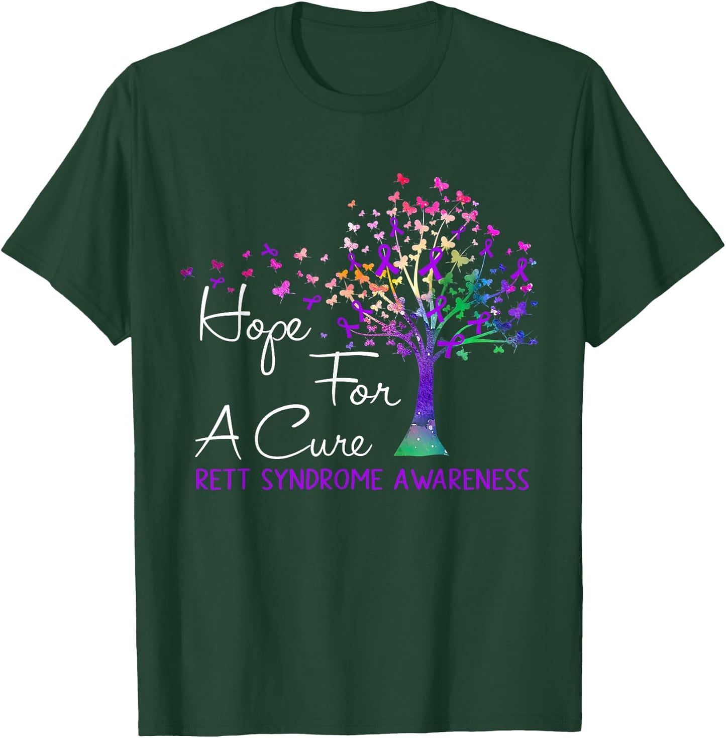 Hope For A Cure Rett Syndrome Awareness Tree Ribbon T-Shirt - T-Shirt | Forest