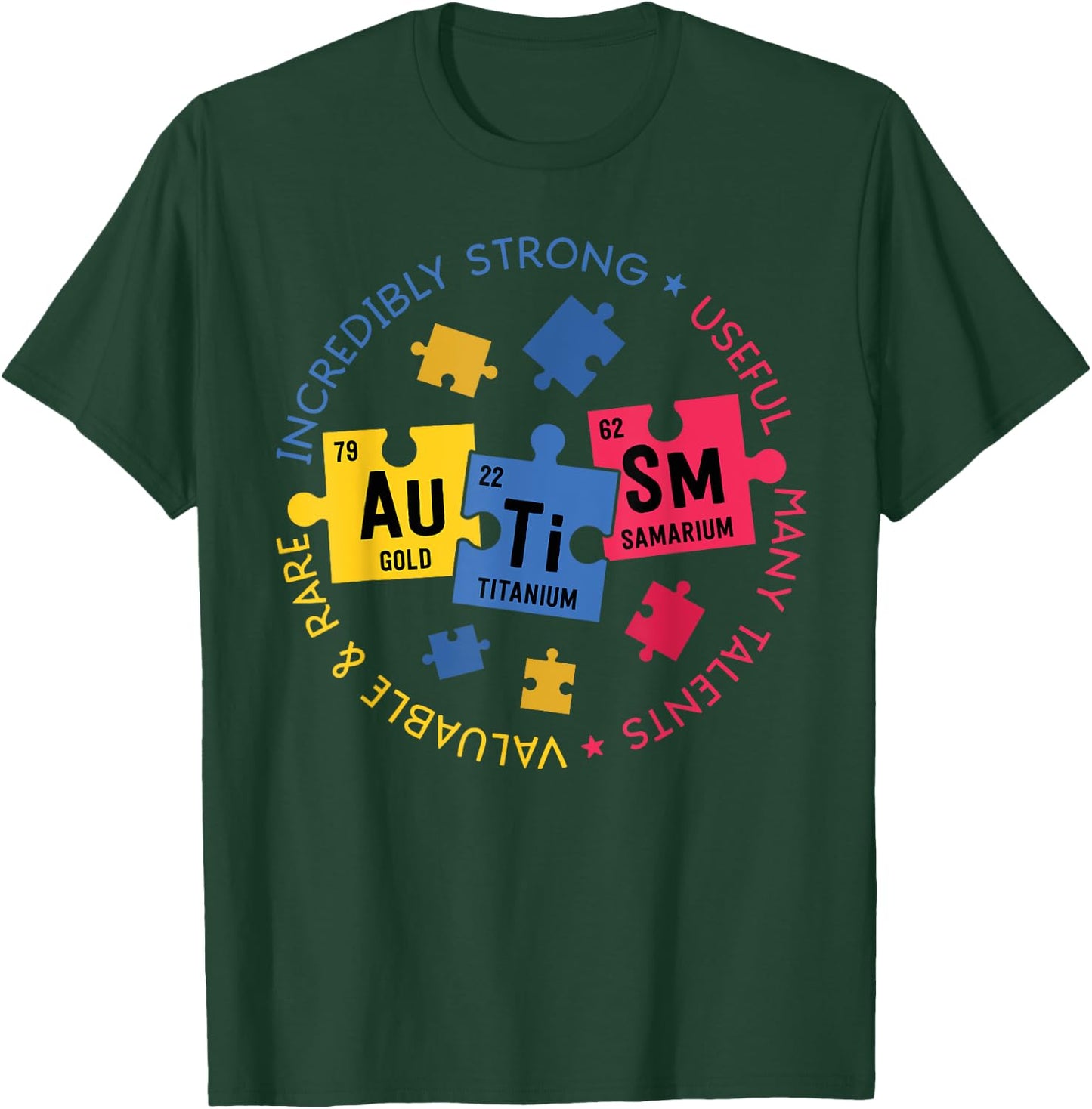 Autism Awareness Shirt Periodic Puzzle Science Teacher Gift Men Women Kids T-Shirt - T-Shirt | Forest