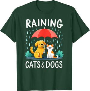 English Teacher Idiom Raining Cats And Dogs T-Shirt - T-Shirt | Forest