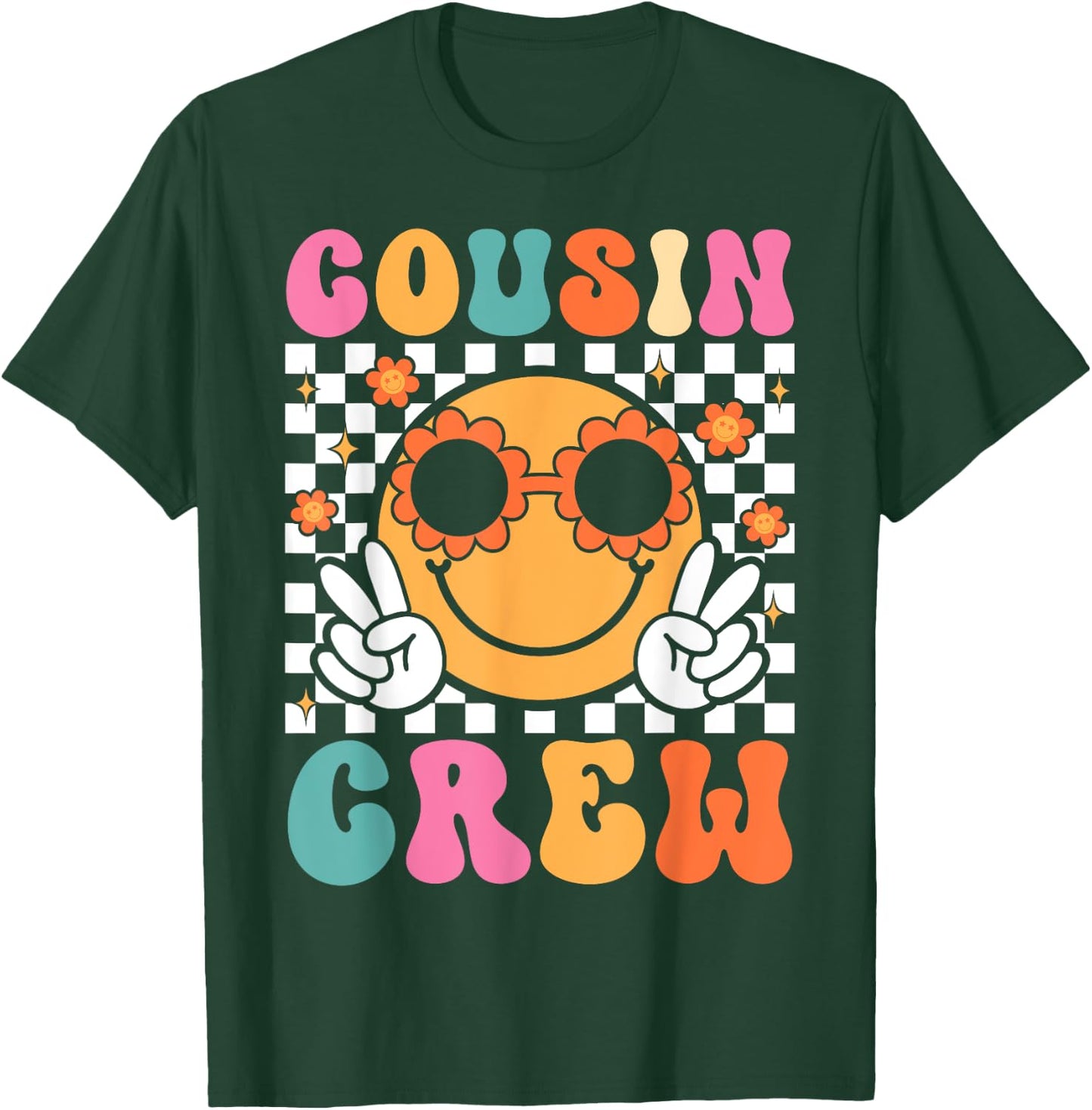 Cousin Crew Summer Vacation Family Trip Groovy Women Kids T-Shirt - T-Shirt | Forest
