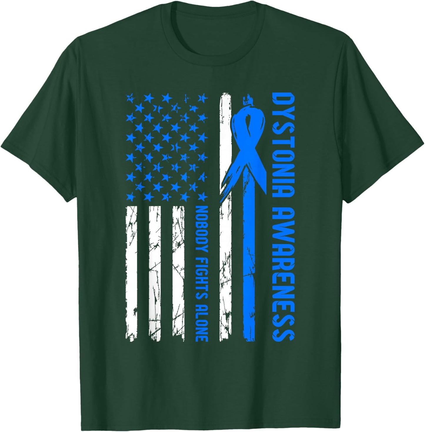 Dystonia Awareness Flag Nobody Fights Alone T-Shirt - T-Shirt | Forest